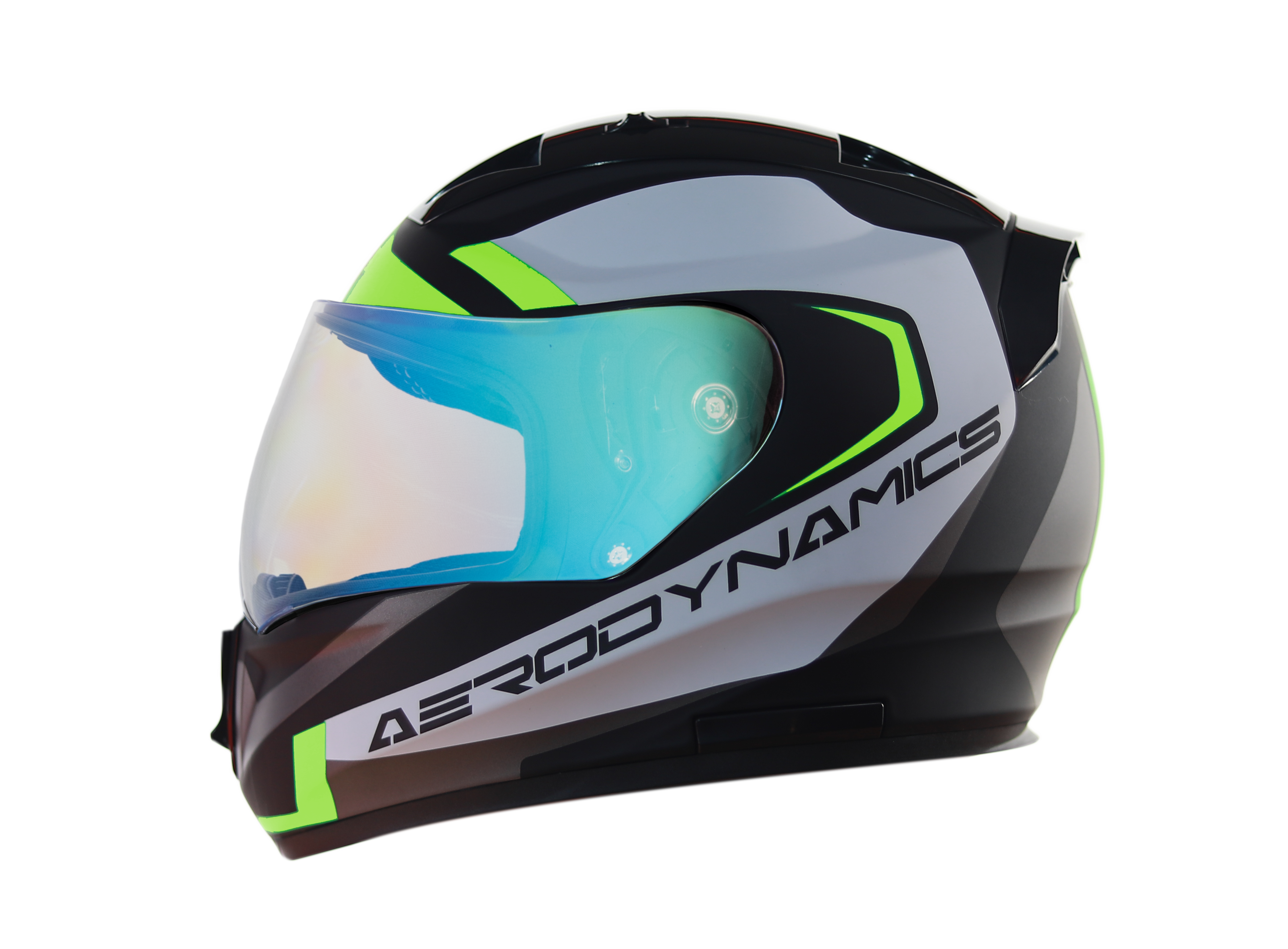 SA-1 Aerodynamics Mat Black With Neon(Fitted With Clear Visor Extra Blue Night Vision Visor Free)